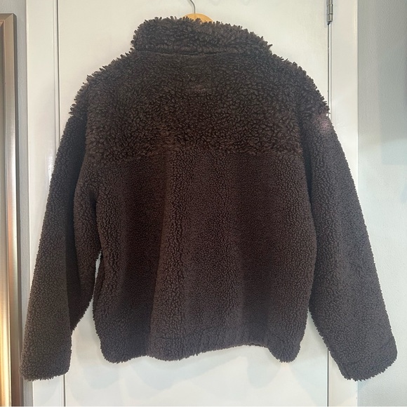 Abercrombie & Fitch Mixed Texture Sherpa Fleece Bomber Jacket. Brown. Large. - Picture 5 of 7